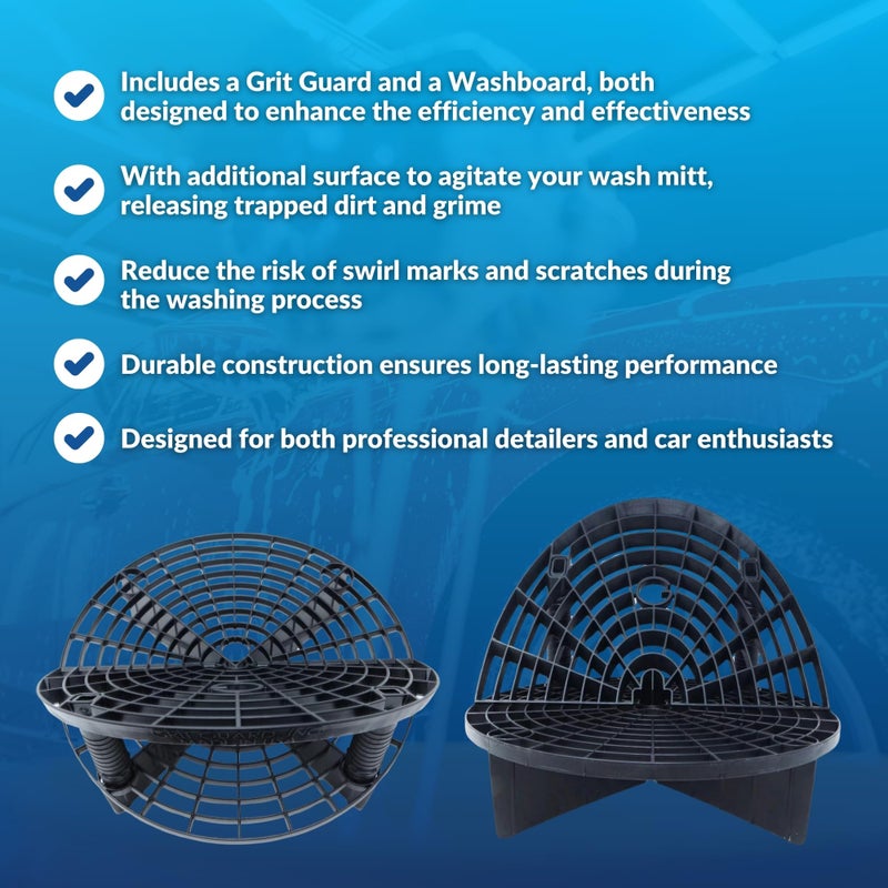 Grit Guard The Original Grit Guard Bucket Insert with Washboard Combo | Removes Dirt from Wash Mitt for Detailing | Car Wash Bucket Insert & Washboard | Black/Black - Image 5
